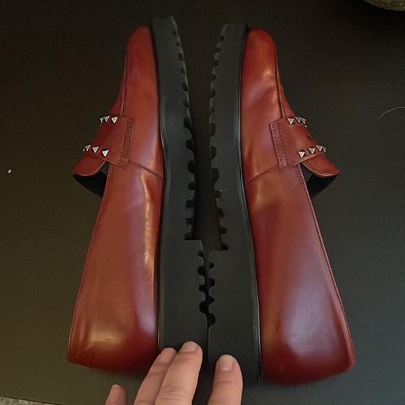 Paul Green Sofia Studded Leather Loafer Wine Size 8 - Picture 6 of 9